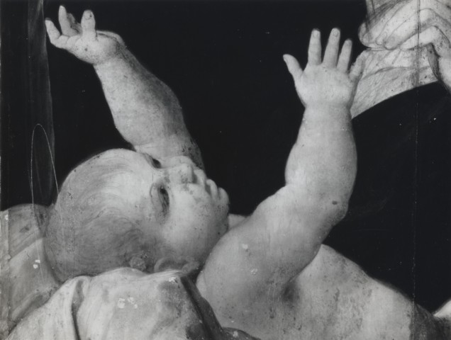 Institut Mainini — Anonimo italiano - sec. XVI - Madonna di Loreto: Gesù Bambino (fotografia all'infrarosso) — particolare